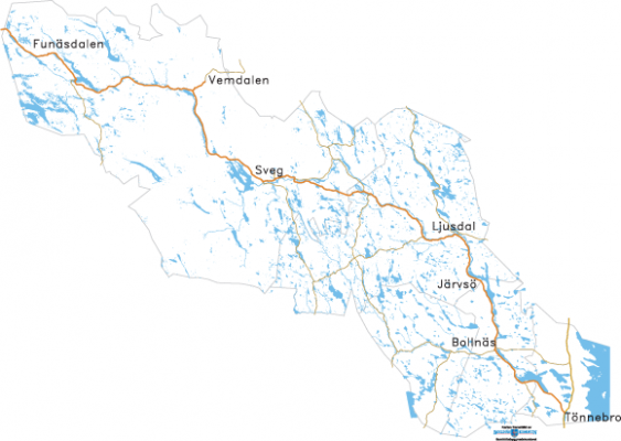 Klickbar karta över Fjällvägen - klicka för att komma till stor karta